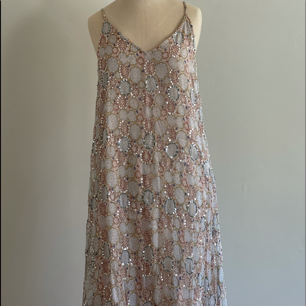 Anthropologie sequined spaghetti strap dress